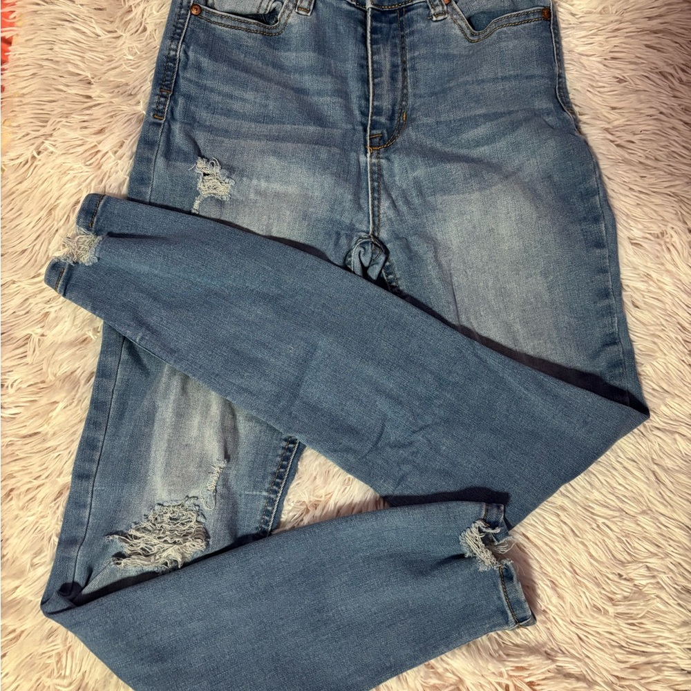 Celebrity Pink Blue Distressed Skinny Jeans